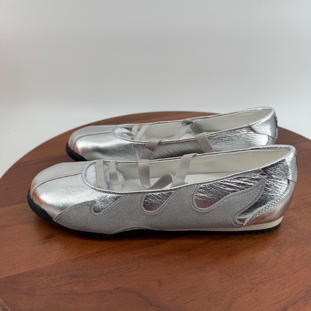 Bibi Lou Gamin Fierce Mary Jane Ballet Flat Silver Metallic Women EU 38/US 7-7.5 - Picture 3 of 13